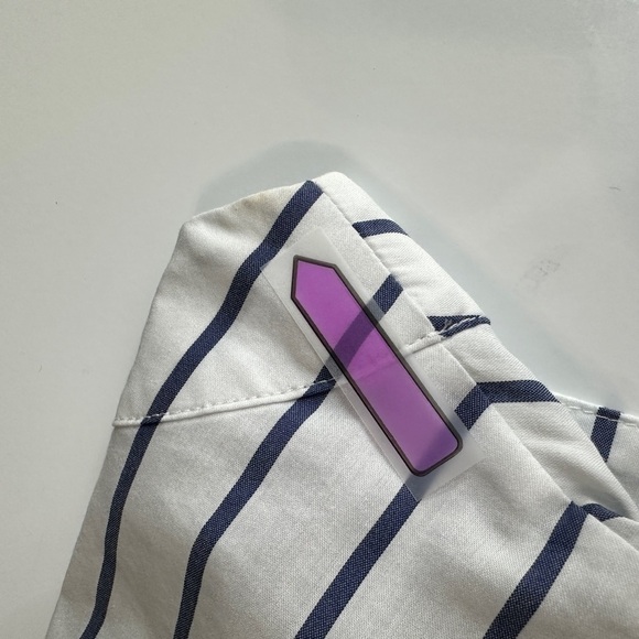 WHBM The Carmen Stripe Print V-Neck Blouse 3/4 Bell Sleeve White Sz 10 - Picture 12 of 12